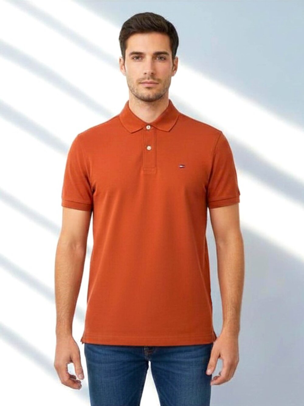Tommy Hilfiger Polo Shirt, Orange Polo Shirt, Men's Polo Shirt, Golf Polo, Casua